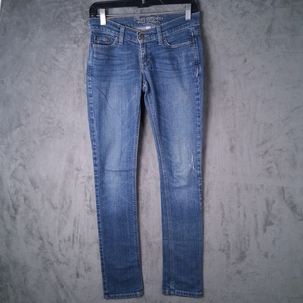 Abercrombie & Fitch Erin Straight Leg Jeans Blue Medium Wash Stretch 0 Long
